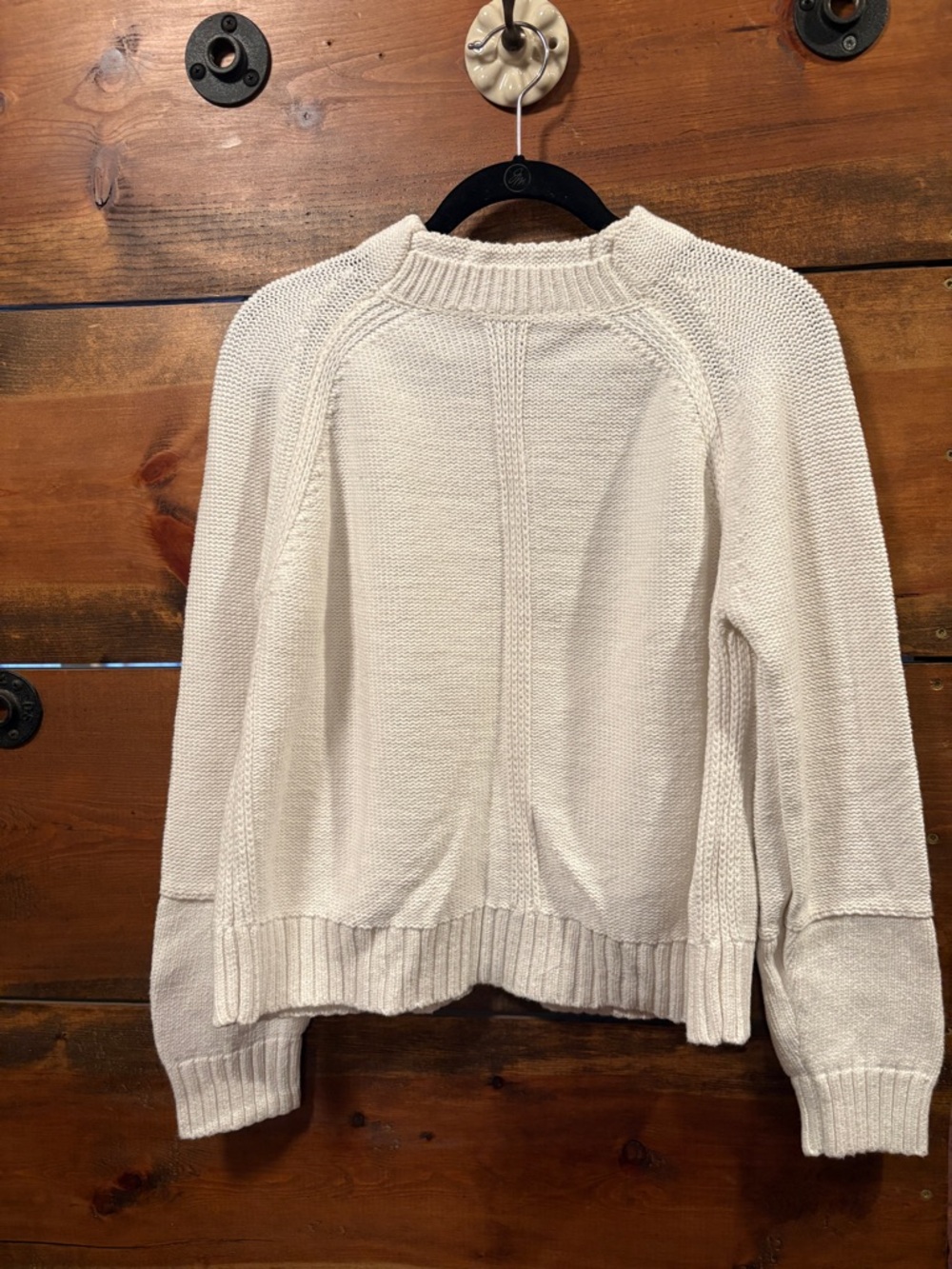 Moon River Cream Raglan Knit Crewneck Sweater